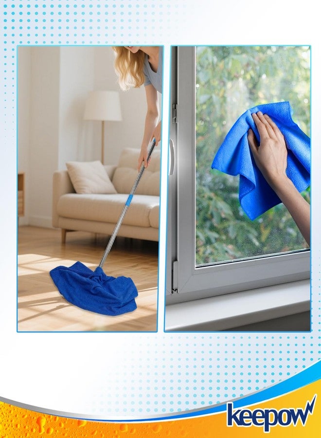 كيباو مجموعة KEEPOW من 4 قطع من مناشف التنظيف المصنوعة من الألياف الدقيقة كبيرة الحجم، مقاس 30 × 20 بوصة، مناسبة لممسحة الزجاج، قابلة للغسل وإعادة الاستخدام لتنظيف الزجاج والنوافذ والمكاتب والسيارات، عالية الامتصاص، لا تترك وبرًا أو خطوطًا (أبيض وأزرق) - Image 4